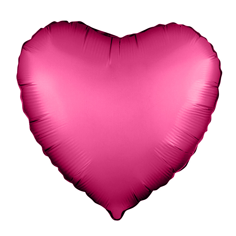 Фольгированное Сердце, Фуксия, Сатин (46 см)